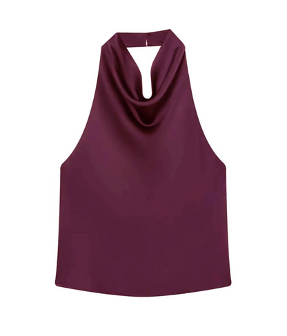 Halter Satin Backless Top