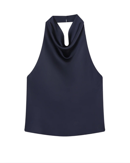 Halter Satin Backless Top